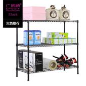 F755688Mxyt厨房收纳落地货架不色物锈钢铁3层三层黑架置格架角落