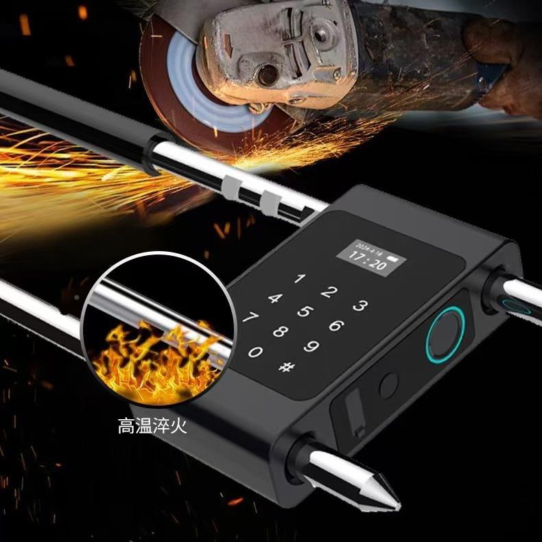 指纹U型锁电锁办公室玻子璃U型锁门三商铺防水防盗智能条感应锁鱼图片