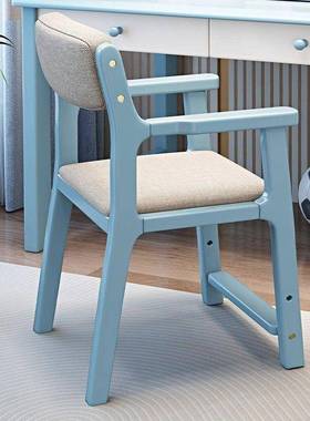 实木椅子用靠背书桌椅学习椅儿学家生电脑写降字升椅带扶HJP童手