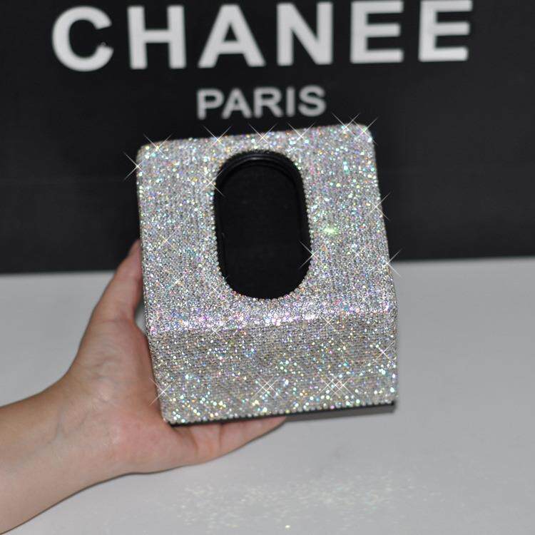 奢华镶钻方形小号巾盒个性创意水纸晶盒贴钻卷S32纸抽纸欧式车用