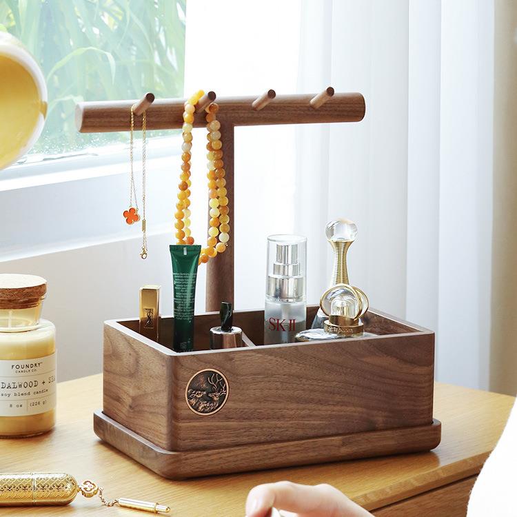 黑桌件胡桃木门HTM-SNJ-口实木入户进门玄关钥纳匙托盘面收盒摆钥