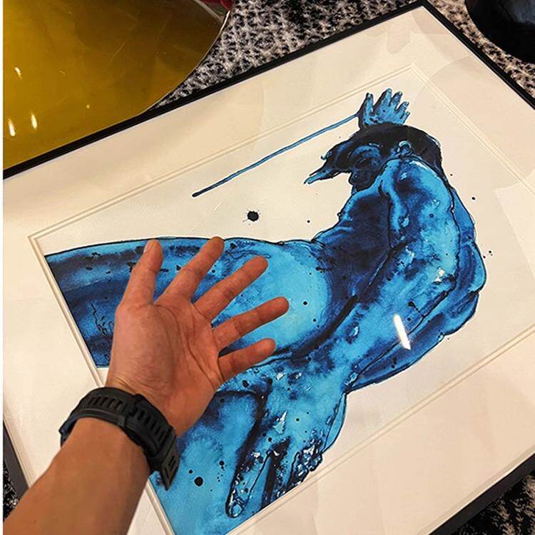 现HkR0S挂代抽象人物小装饰画蓝色水彩裸体众艺术版画家客厅画卧