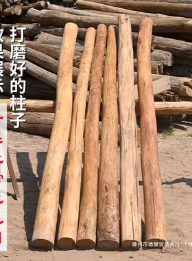 老榆木CQP立柱风圆化防腐木旧饰木头隔断装原柱木实木柱房梁木凉