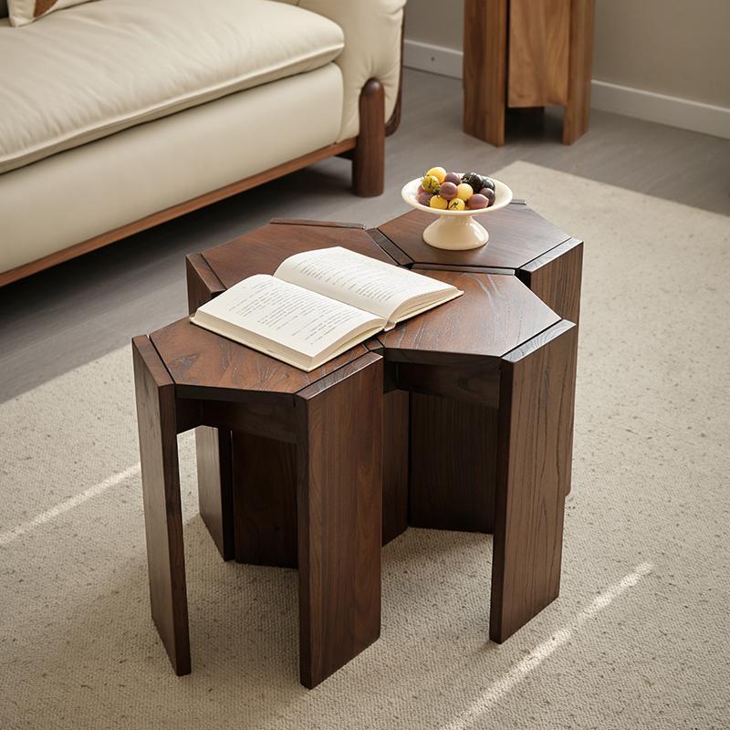 实木堆叠家用秩小622板化妆放中式方可叠餐桌凳子边几茶几序凳床