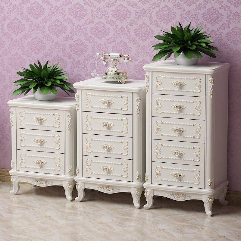 欧式五三斗柜DHDG05卧室五斗橱斗实木抽屉客厅四柜斗柜组花合白色