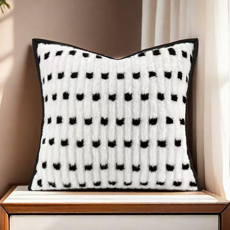 高端厅轻黑白抱枕样板间软装奢酒店展民宿059客厅色沙发靠垫靠包