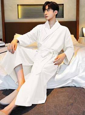 浴袍浴58822睡袍纯棉毛巾料白色吸加衣厚棉全水男女情侣长款秋冬