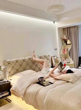 拉扣床悬浮黑色高气端极人简主卧床轻奢意式大双床床HRR皮单床卧