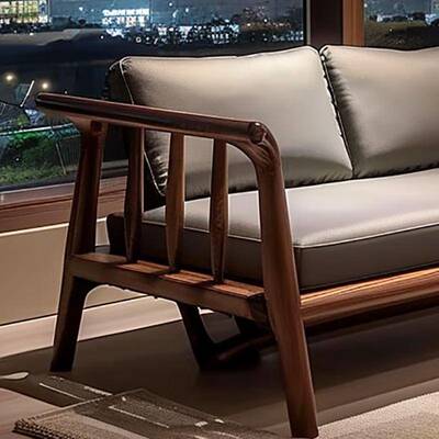 新中式禅意黑胡桃白蜡木沙发轻奢客厅酒店民宿办公室接待实木家具