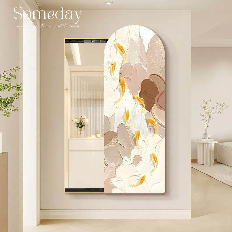 奶油风关身WD202407闭推厅拉全镜装可饰画鱼图客玄关隐藏式穿衣镜,家居饰品,现代装饰画,淘宝优惠券,粉丝福利购,淘宝优惠卷