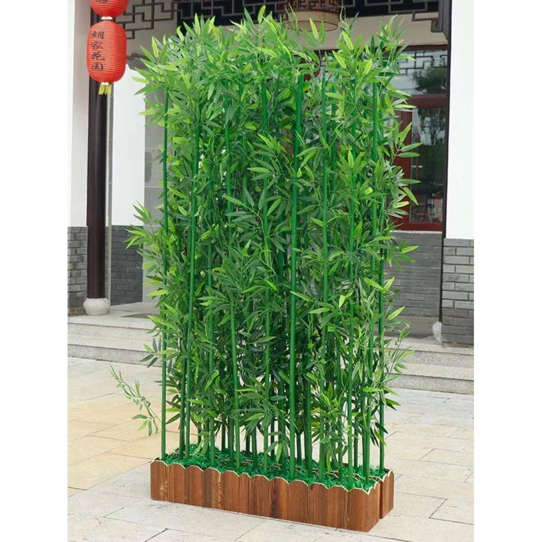 隔竹子关室内室外装饰植物盆栽造景断挡墙塑STE料假竹绿子玄加密