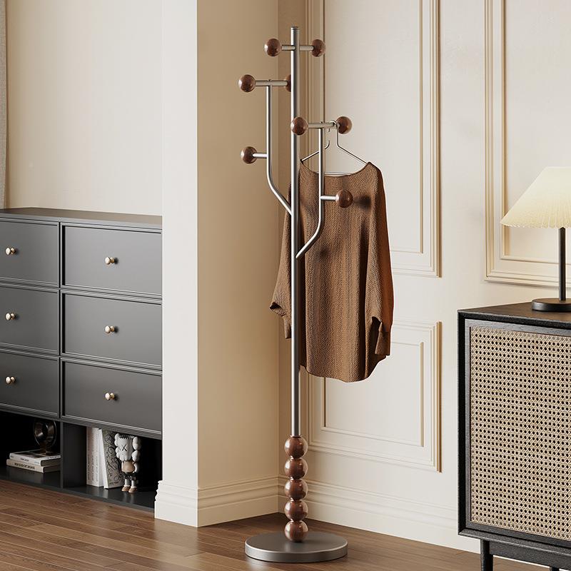 卧挂室衣NAV架落杆式衣地置物架家用室内转角木质超窄复古极架简