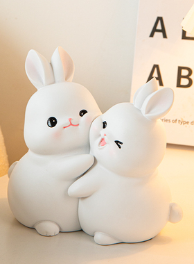 治愈系可爱抱抱兔子装饰摆件家居办公室J桌面生日礼物女生闺蜜朋