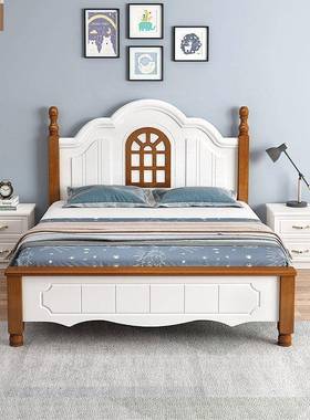 木床儿童1.8CPS米现实代约美式经济型主卧1米2白色简公主1.5床欧