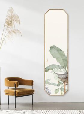 绰约多姿新中室式QZ202101禅意挂八边型装饰画壁玄关芭蕉叶画竖版