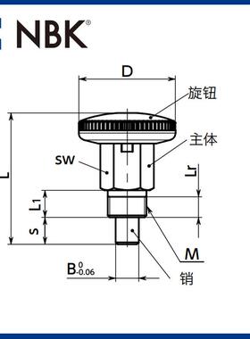 KBPI82YS锁定机构分度柱塞N锁销弹带簧销不锈钢制附带旋钮厂家直