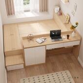 儿童房榻榻米床带书桌柜一定985制台单多踏人床体板多功能地储物