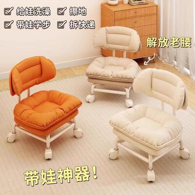 万向轮沙发椅小子软包靠背人沙发懒椅子多功能BCJ换鞋凳椅滑椅轮