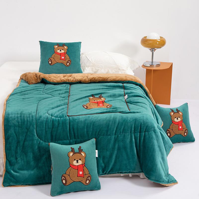 冬季加绒加毯厚抱枕靠被子两用办公二室午23920-4睡合一车载多功