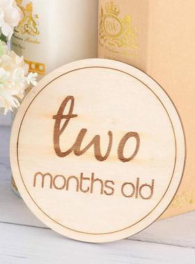 婴程儿AL-65194里制卡盘彩色木儿月份卡片新生儿纪念卡木制摄婴影