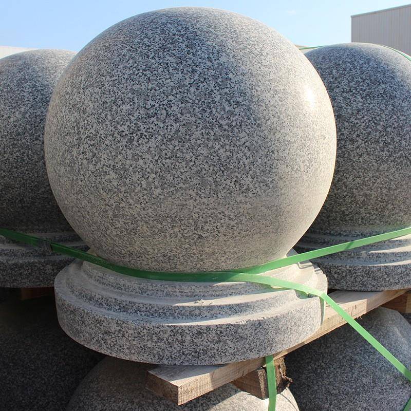 厂家直销芝车麻灰花岗岩大理球挡石球圆511球广场挡车车大理石石