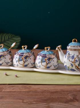 创意高颜组调味味罐合家用油盐酱tb-62624醋调品瓶罐子值陶瓷糖罐