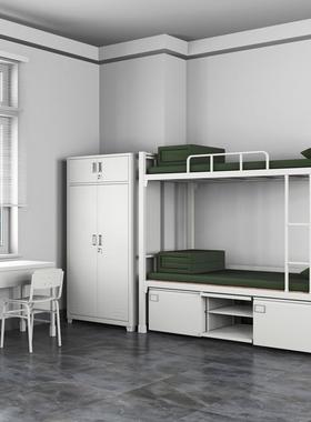 ft制式上下铺低床层铁架床宿舍单人高床干层部LYTL-201单床内务柜