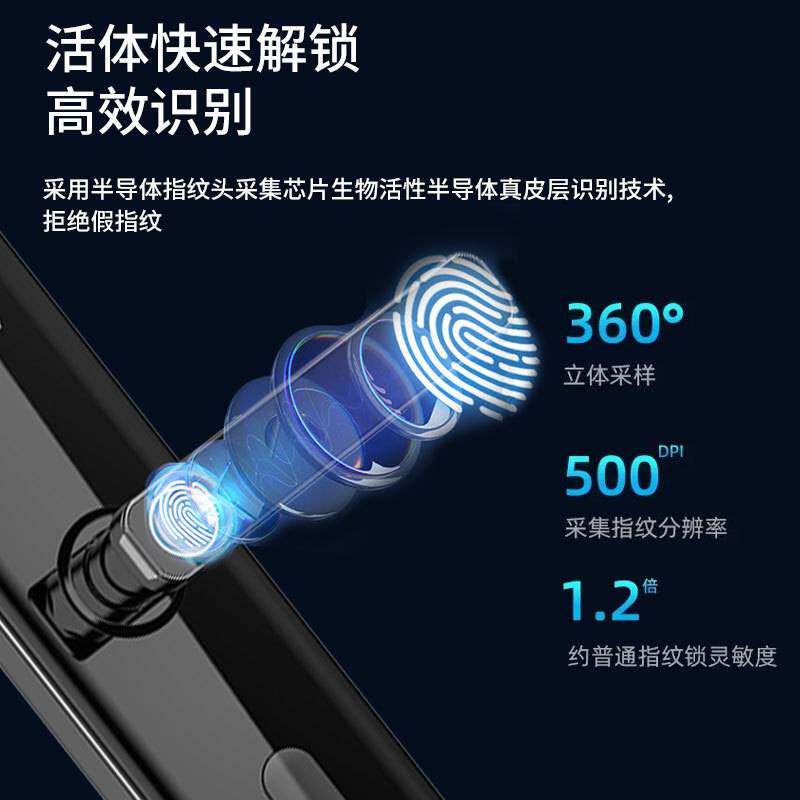 智能锁锁芯c级卧室门指纹家用安全门密码刷卡木门锁