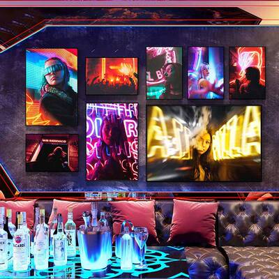 霓虹XBK02647灯女装饰夜画孩LED发光灯画清吧墙面装饰店酒吧VKT包