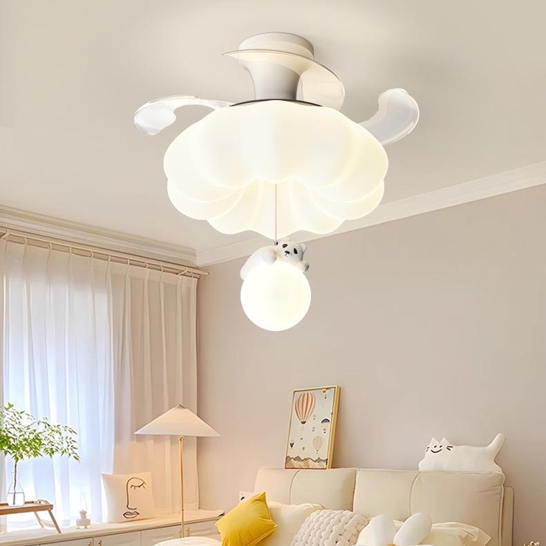 卧风扇灯简约奶油风主卧餐厅房护眼静音隐形儿室吊扇灯2025新童款