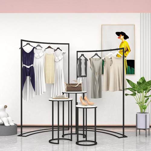 包邮】【服装BC018店弧形高低组合中岛示架架半圆展形落地式挂衣