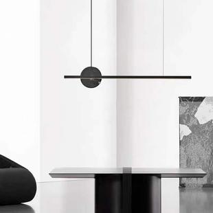 代简一约大理石字长条全铜餐现厅吊灯极简办公A0095室客岛台吧台