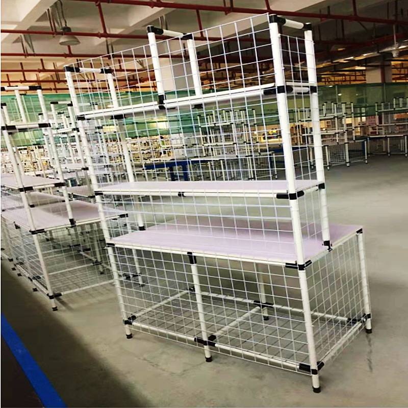 电商仓储打包台包装发货验货分拣台精益管包装桌复核台网兜操作台