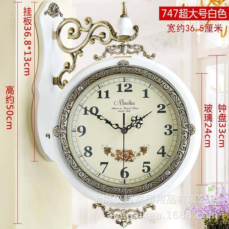 欧石式钟客厅钟仿古双面静音大号实木两面英钟表田园表MN-746挂厂