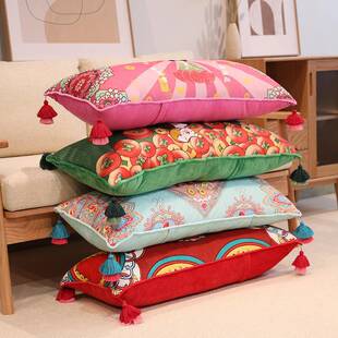 中式长枕国风喜庆抱枕靠YZB0409垫枕婚庆双人中枕靠床头沙发靠背