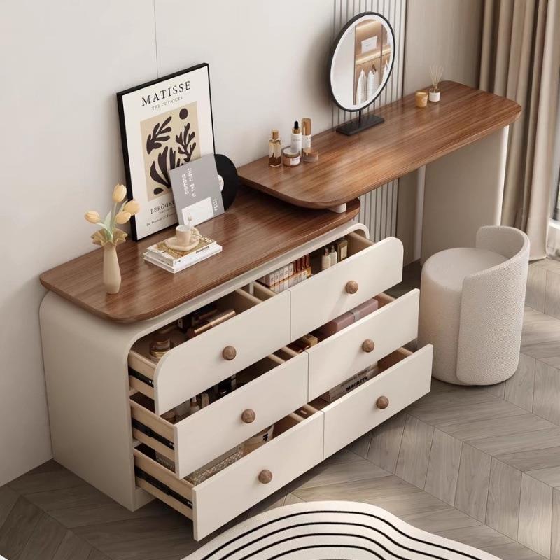 全1实木梳妆台斗柜一体式现卧妆室计师简约新款胡代桃木复古设化