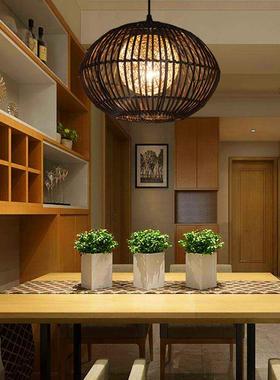 中仿古吊式灯创意栈餐藤吊灯圆形GY-8564餐厅农家乐客庭院田园艺