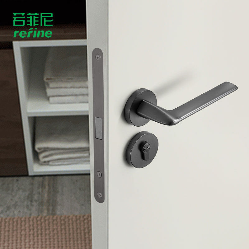 极简磁吸静音卧室房门锁室内分体锁卫生间实木门把手执手通用锁具