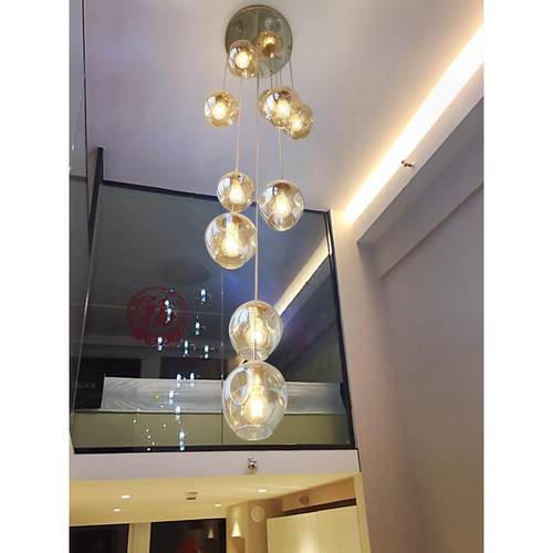 楼梯间楼梯吊灯灯长吊小复楼别墅现简灯约轻奢跃层l代o式ft公寓客