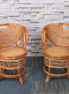 闲YF-S057T藤椅茶三几件套台桌阳椅组合室内休椅旋转椅单人靠背