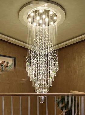 代轻奢楼梯灯吊吊灯LD1615复式楼客厅别墅长l现oft公寓挑空大厅水晶灯