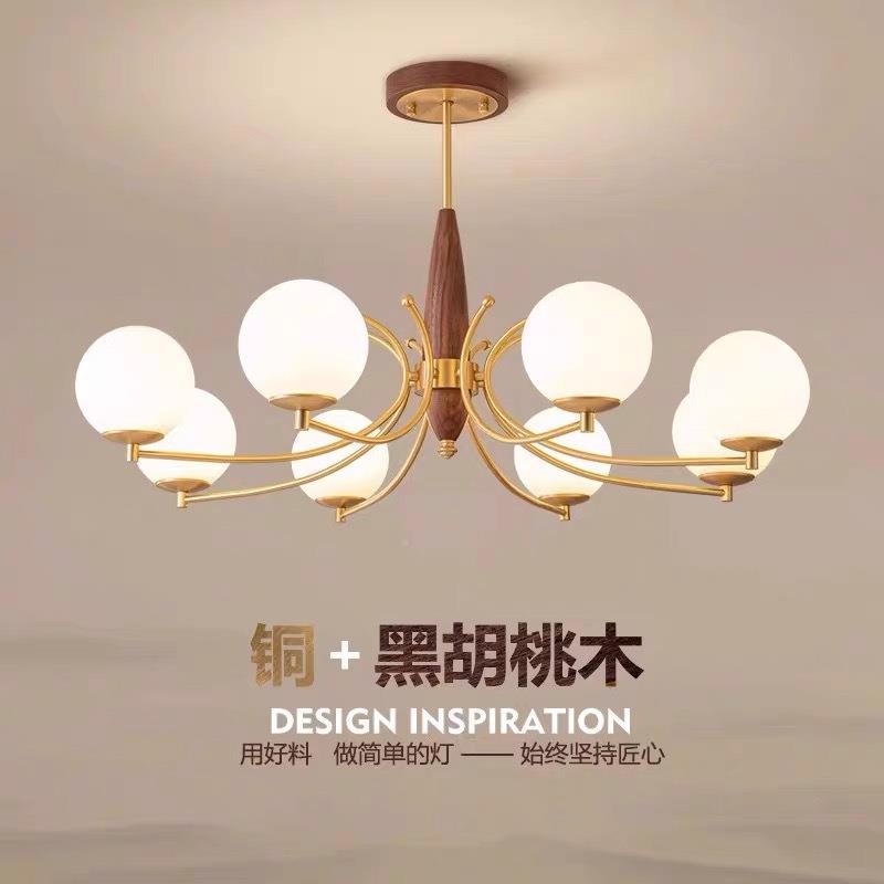 新灯中式吊灯客厅主灯铜大气古简368中约现代轻奢全胡桃木卧室餐