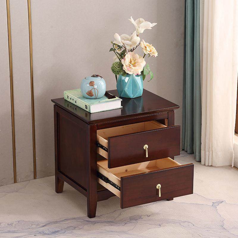 新中实木床头柜简约现代紫檀色式小型床柜边柜卧室安床头收纳床头