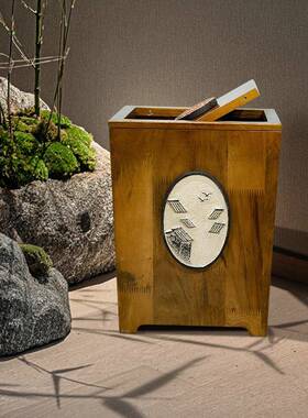 垃圾桶家厅用客创号意中式厅实木大带FS75FS72盖办公卧室厨房餐纸