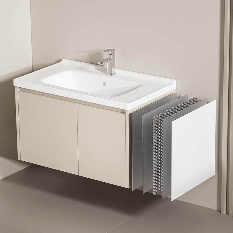 奶油风蜂生窝铝镜卫间陶瓷一体室浴镜柜储物737柜挂墙式带梳妆抽,家装主材,浴室柜,淘宝优惠券,粉丝福利购,淘宝优惠卷