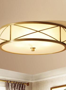 全形铜吸顶灯卧室房间X8137X77灯简约现代圆玻美式复古轻房间奢灯