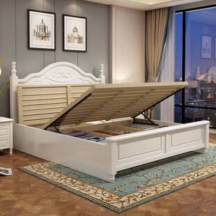 美式白色实木床现代简约1.8米双人床经济型主卧1.5m单人1.2公主床