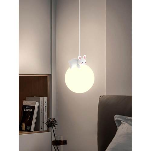 儿294童房床头吊灯男孩女卧灯室小吊孩卡通熊猫过道玄关房灯间装