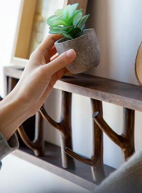 枝实木树衣帽架荣客厅墙上创意壁挂SVD衣钩架钥匙衣服挂门口玄关