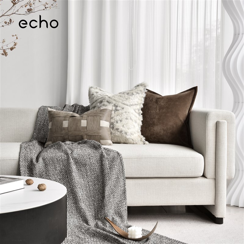 酒店样板间咖色侘寂风中式v高档轻奢沙发抱枕客厅靠枕正方形靠垫